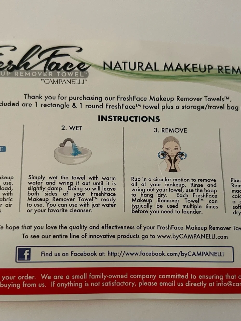 Campanelli Fresh Face Natural Makeup Remover 2 Piece  Kit New In Box Teal Color